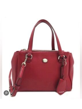 Coach Peyton Leather Mini Carryall Satchel Crossbody Bag in Red